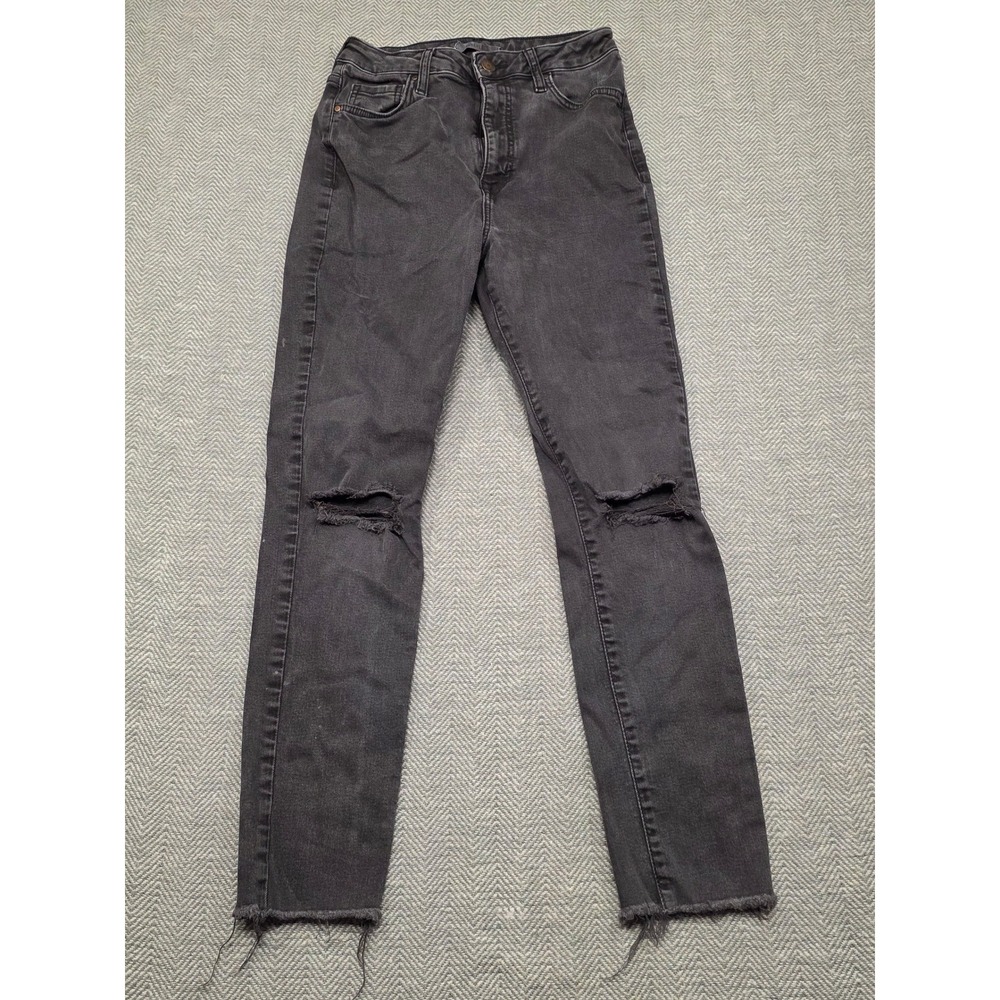 Forever 21 Premium Denim Womens High Rise Skinny Distressed Jeans Faded Black 26